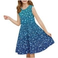 thumbnail image 2 of CHEEREAM Girls Kids Summer Sleeveless Sundress Birthday Outfit Sequin Print Twirly Party Clothes 4-13 Years, 2 of 5