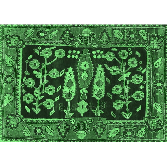 Ahgly Company Indoor Rectangle Animal Emerald Green Traditional Area Rugs, 4' x 6'