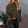 thumbnail image 2 of YUHAOTIN Female Plus Size Tops for Women Summer Green Womens Off Shoulder Long Sleeve Oversized Pullover Sweater Knit Jumper Loose Tops Womens Plus Size Blouses Womens T Shirts Graphic Summer, 2 of 5