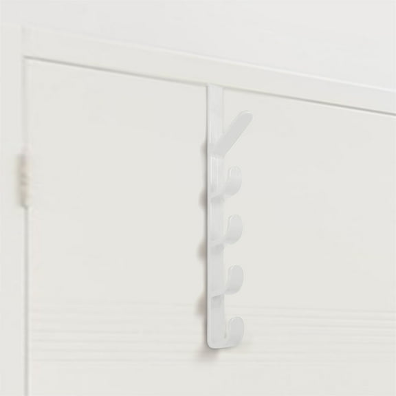 Over-The-Door 5-Hook Hanger - Heavy-Duty Organizer Rack for Coats, Hats & Bags | Space-Saving Hook Rack for Entryways & Bedrooms | Sturdy Metal Hooks for Home Organization(White)