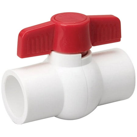 - B & K 107-633HN Quarter Turn Solvent Weld Ball Valve, 1/2 in, C X C, 150 psi, PVC, White