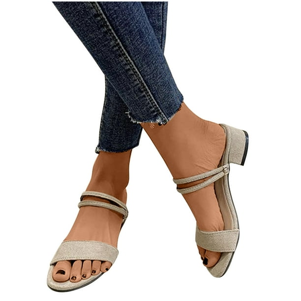 Cameland Women s Medium Heeled Mules Fish Mouth Slippers Thick Heeled Sandals Other 39