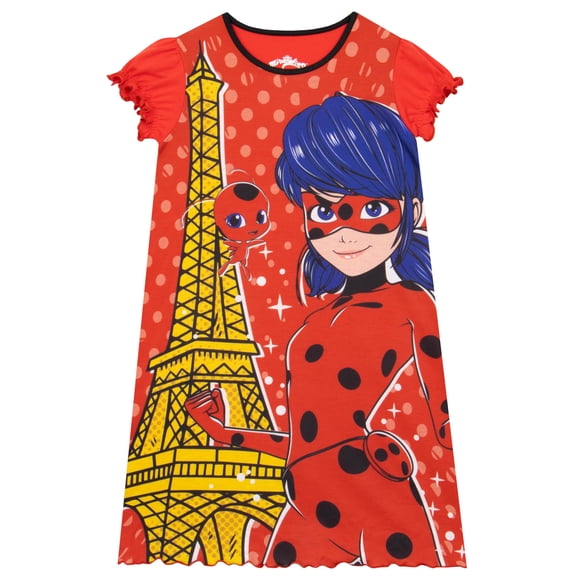 Miraculous Nuisette Coccinelle / Nuisette à Pois pour Filles / Tikki Nuisettes et Chemises de Nuit pour Filles Taille 12 Rouge