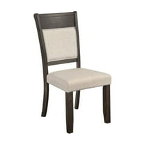 Side Chairs - Set of 2 - Espresso Acacia Frame & Beige Polyester Seat