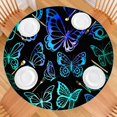 thumbnail image 2 of Blue Green Butterfly Pattern Round Fitted Tablecloth with Elastic Edge,Dining Table Cover Waterproof,Outdoor Round Tablecloth for Camping,Dining,Indoor and Outdoor, 2 of 7