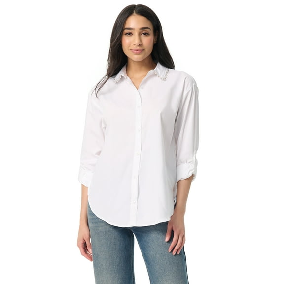 Gloria Vanderbilt Swan Series Women's Embellished Collar Amanda Shirt, Sizes S-3XL