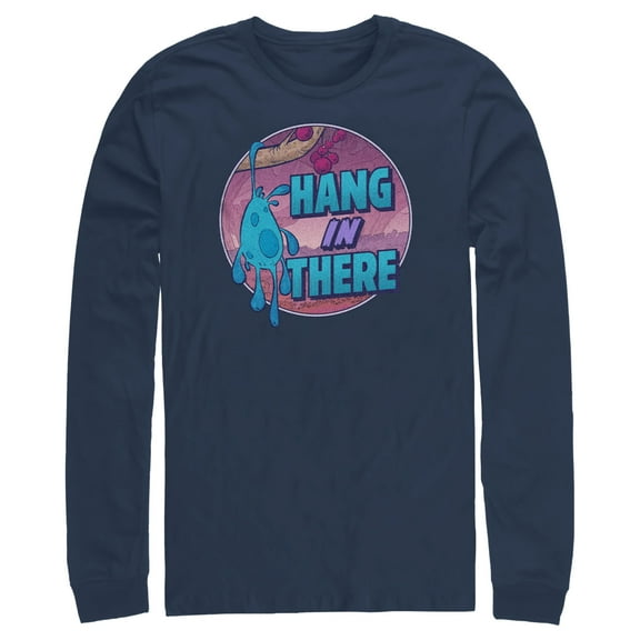 Men's Strange World Splat Hang in There Long Sleeve Shirt Navy Blue Large