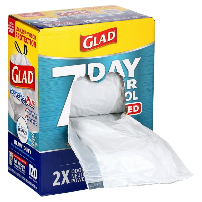 Glad ForceFlex 13-Gallons Febreze Fresh Clean White Plastic