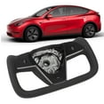 thumbnail image 1 of Volant avec Fonction de Chauffage, Style Course Nappa Cuir, Volant de Voiture pour Modèle Y 2021-2024, 1 of 8