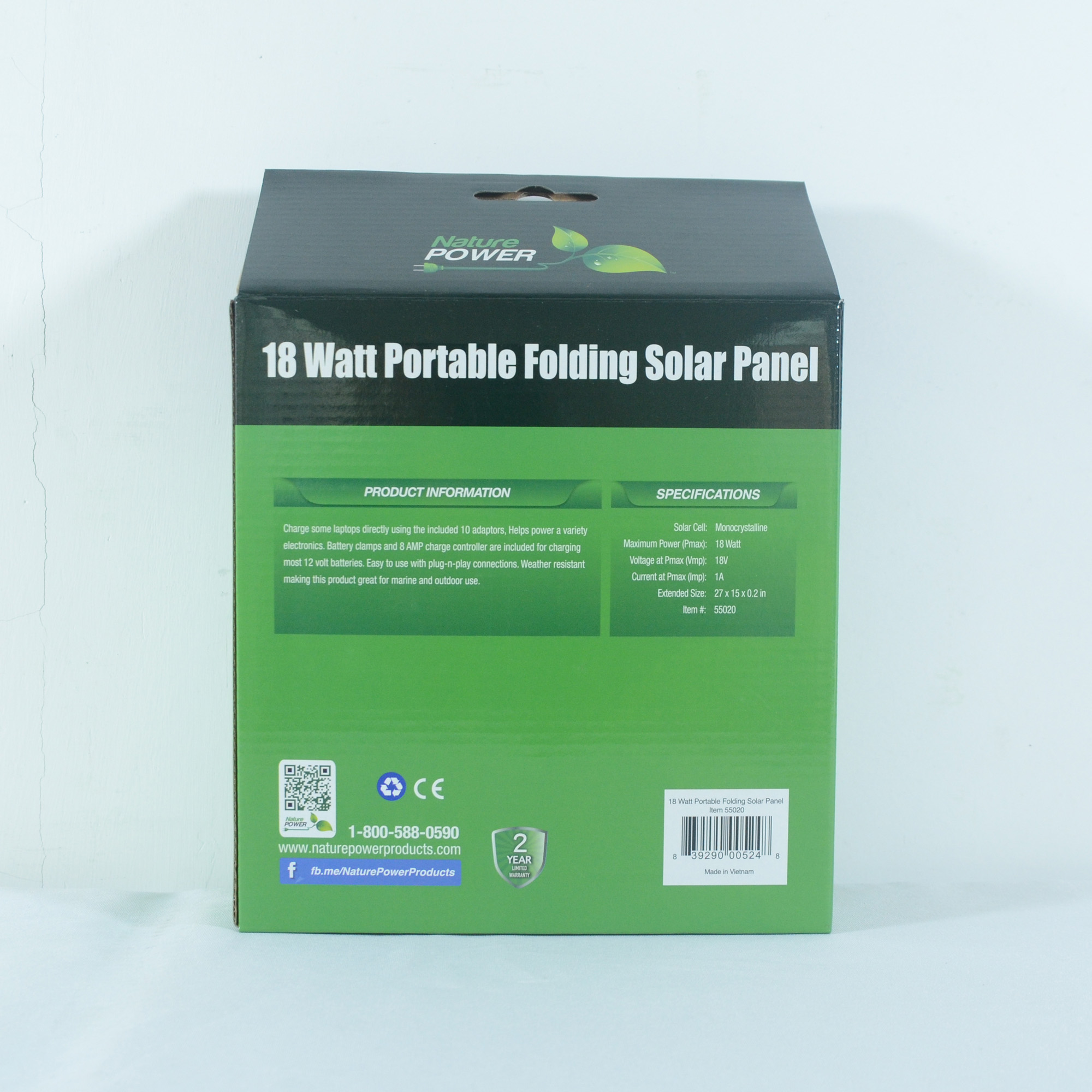 Nature Power (55020) 18-Wat Folding Solar Panel with 8 Amp Charge Controller