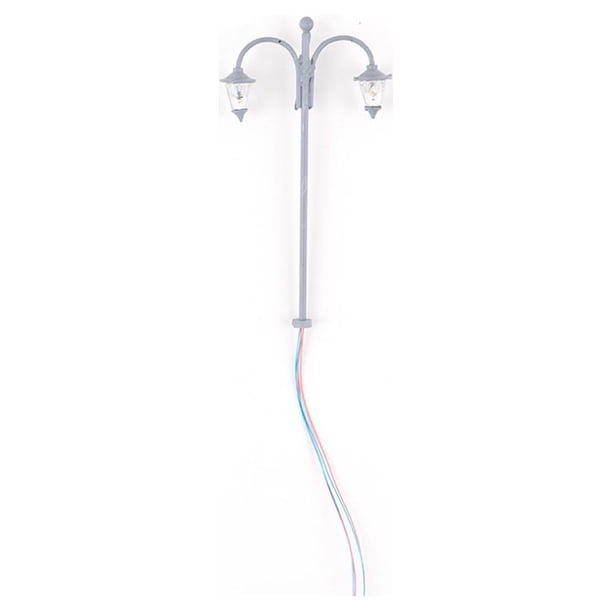 Yuarrent Modelo de lámpara de vía férrea, escala 1:87, tamaño de camino, accesorios de paisaje, cabezas, farola de Metal LED decorativa para Artesanía Gris (blanco cálido) Yuarrent HA066884-02