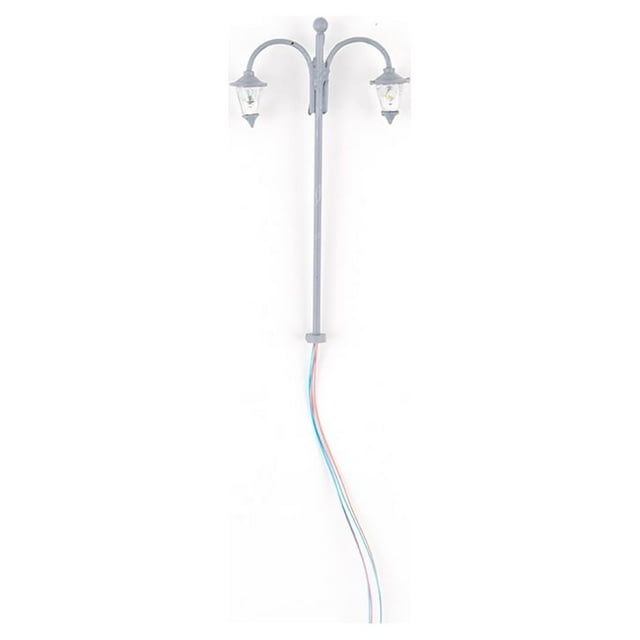 Bearachild Modelo de lámpara de vía férrea, escala 1:87, tamaño de camino, accesorios de paisaje, cabezas, farola de Metal LED decorativa para Artesanía Gris (luz blanca) Bearachild HA066884-01