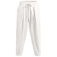 thumbnail image 5 of Blmnix Lightweight Pants Trousers for Men Baggy Palazzo Linen Pants Low Waisted Pant Cropped White Taper Mens Casual Pants,XXL, 5 of 6
