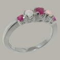 thumbnail image 2 of LBG British Made 10k White Gold Natural Ruby & Opal Womens Engagement Ring - 33 size options - Size 4.75, 2 of 6