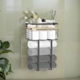 thumbnail image 7 of AOOOWER Vertical Wooden Wall Mounted Bathroom Towel Rack 2 Layer Storage with Grids Meshes Design Metal Frame Wooden Shelf, 7 of 7
