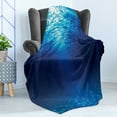 thumbnail image 4 of Ocean Soft Flannel Fleece Throw Blanket, Underwater View Sandy Seabed Aquatic Scenes Sunbeams Nature Picture Print, Cozy Plush for Indoor and Outdoor Use, 50" x 70", Navy Blue Aqua, by Ambesonne, 4 of 5