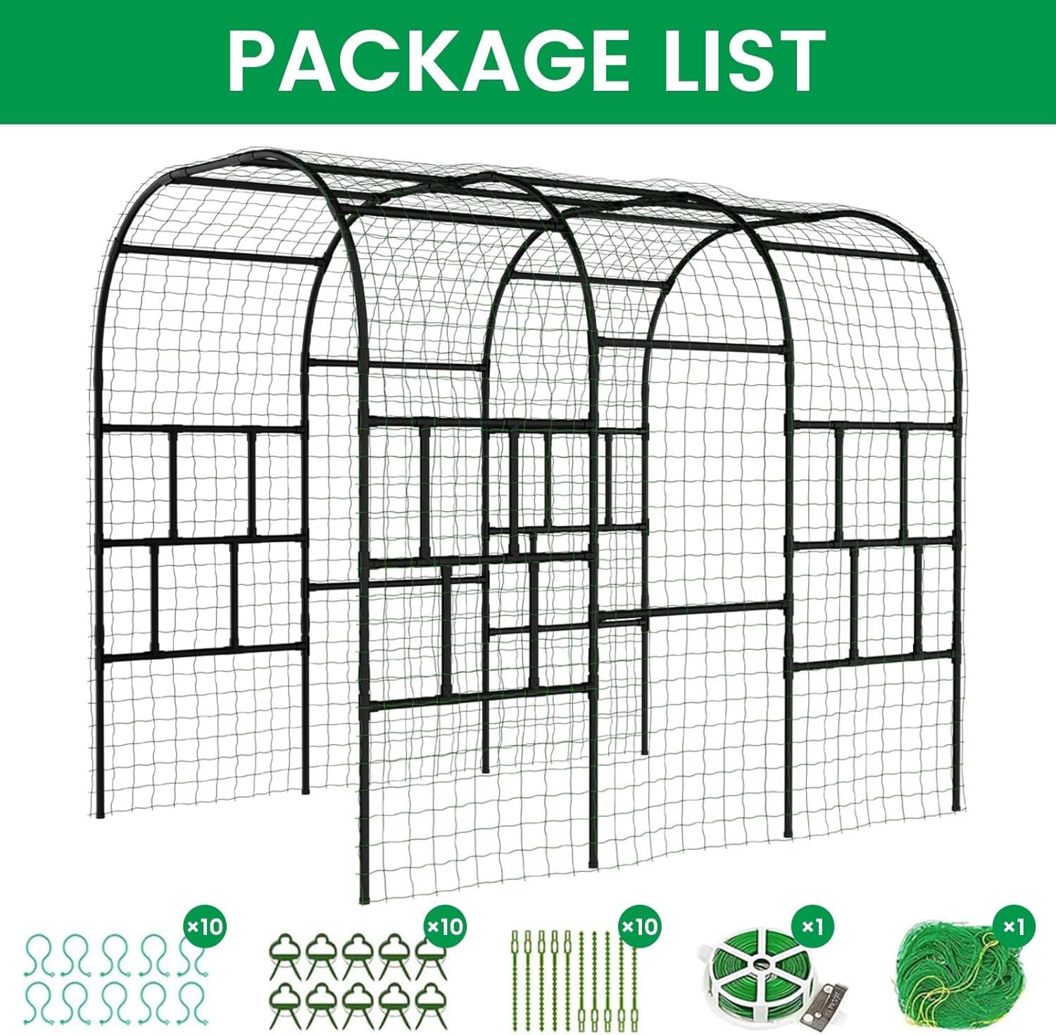 FICISOG Outdoor Garden Arch Trellis, 118" x 79" x 87" Extra Large Garden Trellis for Climbing Plants Outdoor, Plant Support for Cucumber Grape Vine Vegetable Fruit and Garden Gazebo