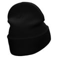 thumbnail image 3 of Cozy Socks Embroidered 12 Inch Long Knitted Beanie - Black OSFM, 3 of 5