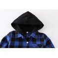 thumbnail image 2 of Toddler Boy Flannel Shirt Baby Long Sleeve Hooded Plaid Button Shirt for 12-18 Months, 2 of 9