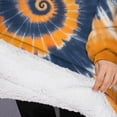 thumbnail image 3 of Oversized Wearable Blanket Hoodie,Orange Blue Tie Dye Mandala Pattern Sherpa Blanket Hoodie with Super Pockets,Super Warm Fuzzy Pullover for Women & Men, 3 of 6