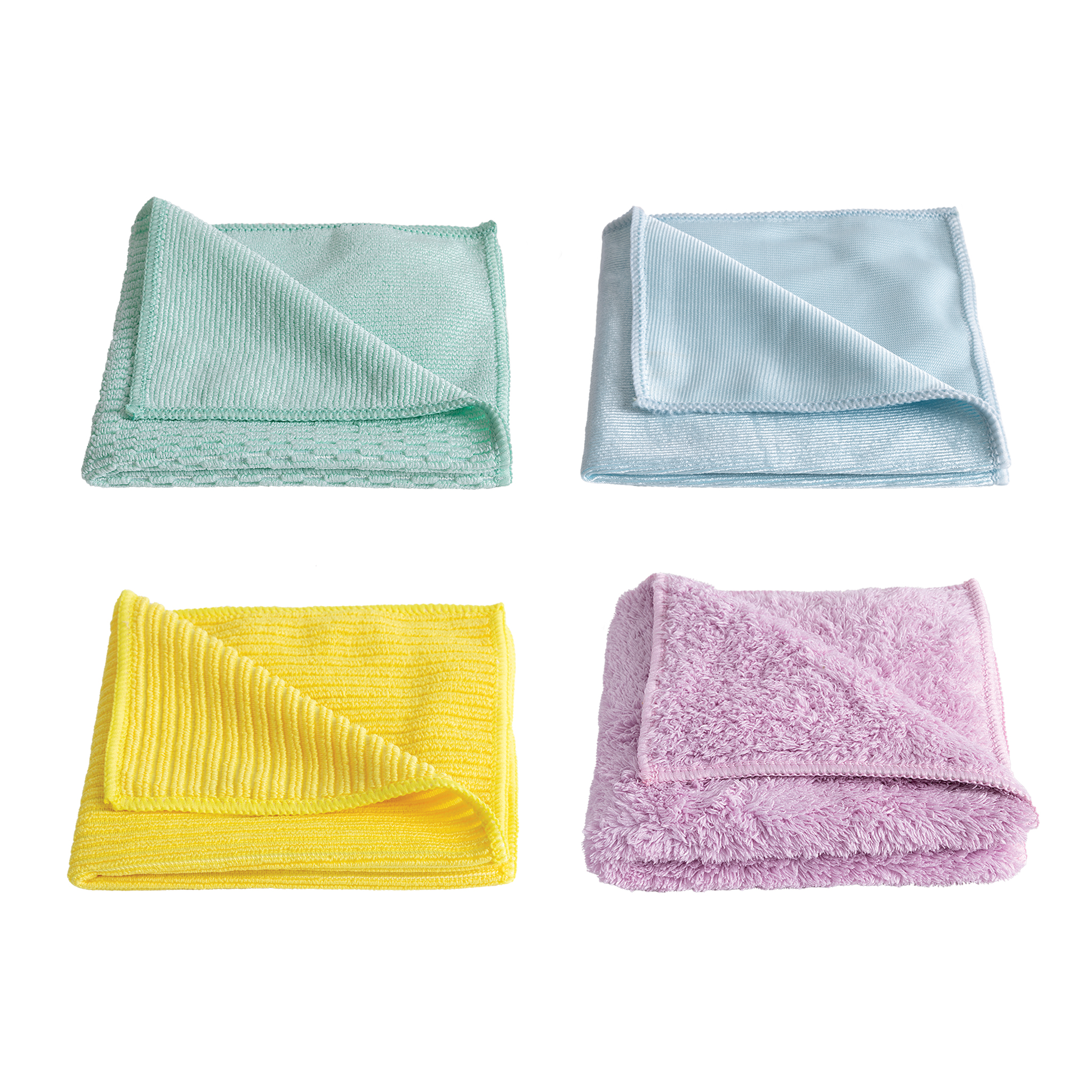 Solve™ Household Cleaning Cloths, Double-Sided Microfiber, Lint-Free and Reusable, Multi-Color, Set of 8