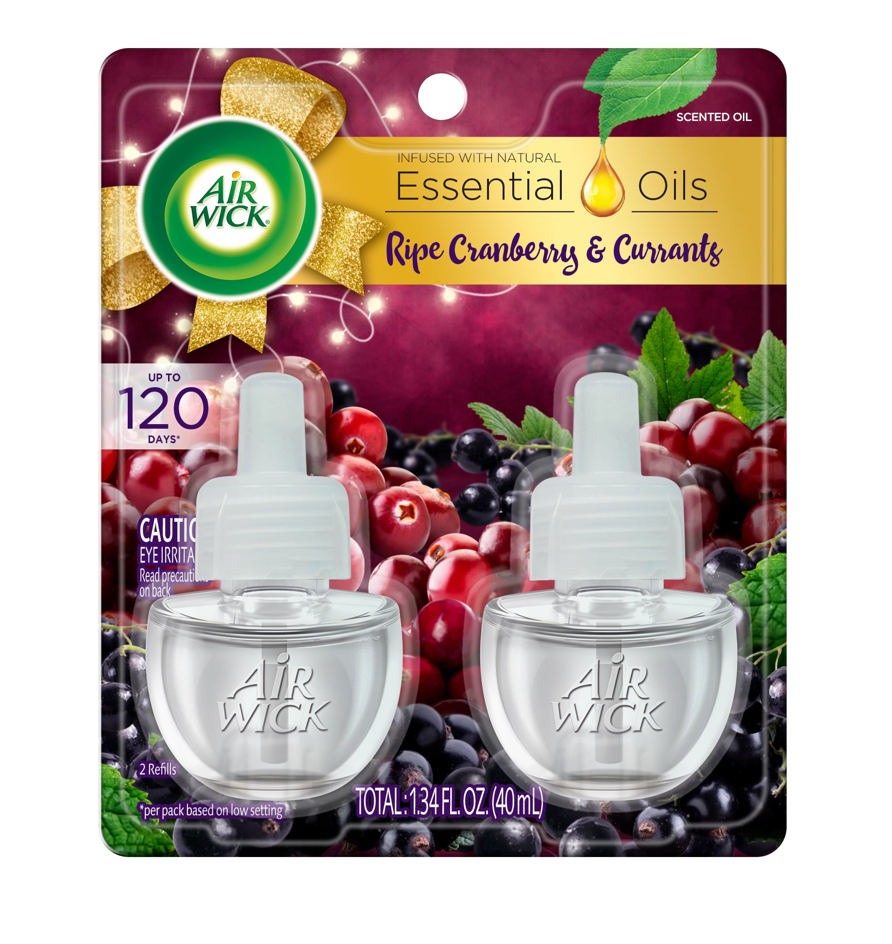 Air Wick Plug in Scented Oil Refill, 2 ct, Ripe Cranberry and Currant