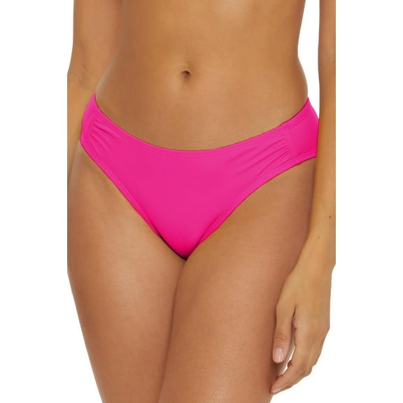 BCA by Rebecca Virtue Liana Women's Side Shirred Bikini Bottom,Magenta, Small