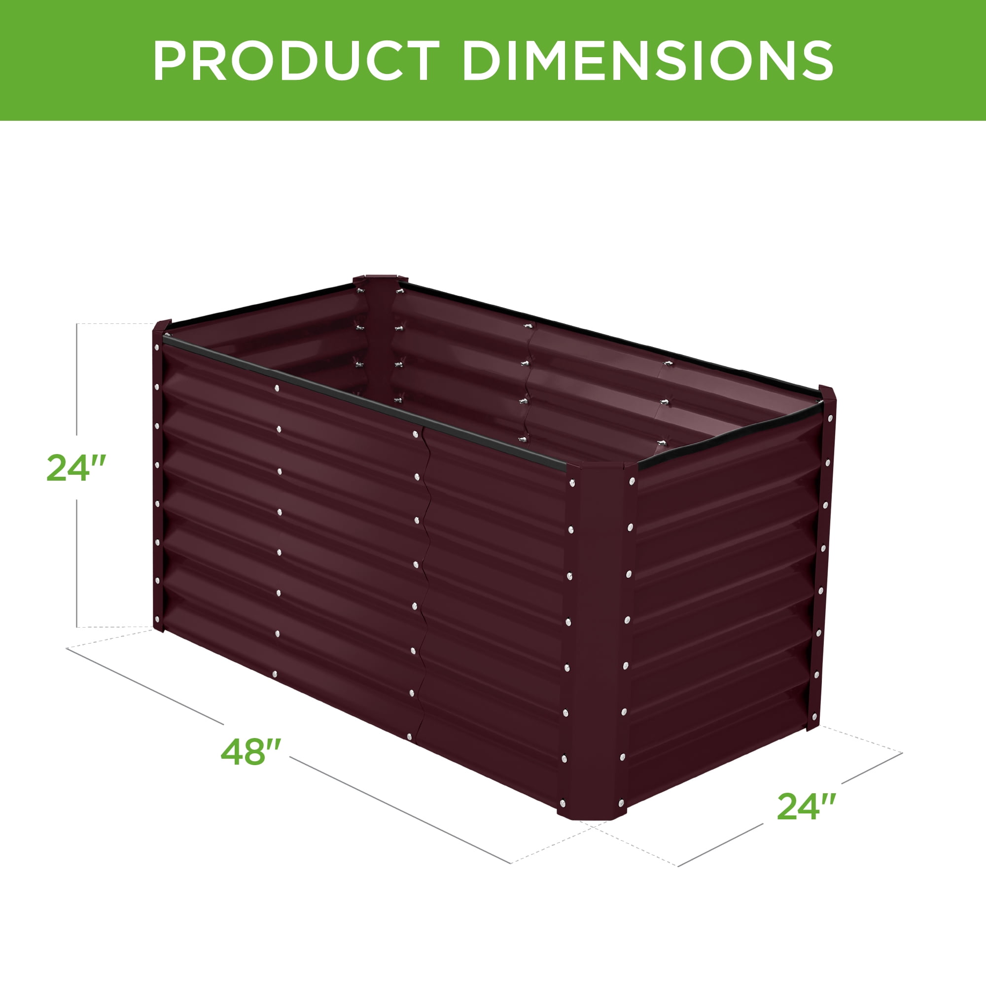 Best Choice Products 4x2x2ft Outdoor Metal Raised Garden Bed for Vegetables Flowers Herbs - Burgundy