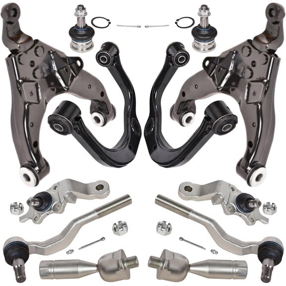 AUTOACER Front Suspension Kit 12 Pcs - Upper, Lower Control Arms with Pre-Fitted Bushes, Ball Joints, Inner Outer Tie Rods (Left & Right) for Toyota Tacoma 4WD 1995-2004, Pre-Runner 2WD 1995-2004
