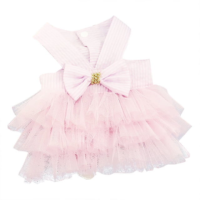 SXcggal Jupe Bulle Rayée Robe en Dentelle Robe de Chien Robes de Princesse pour Chien Accessoires Pratiques et Mignons pour Animaux de Compagnie