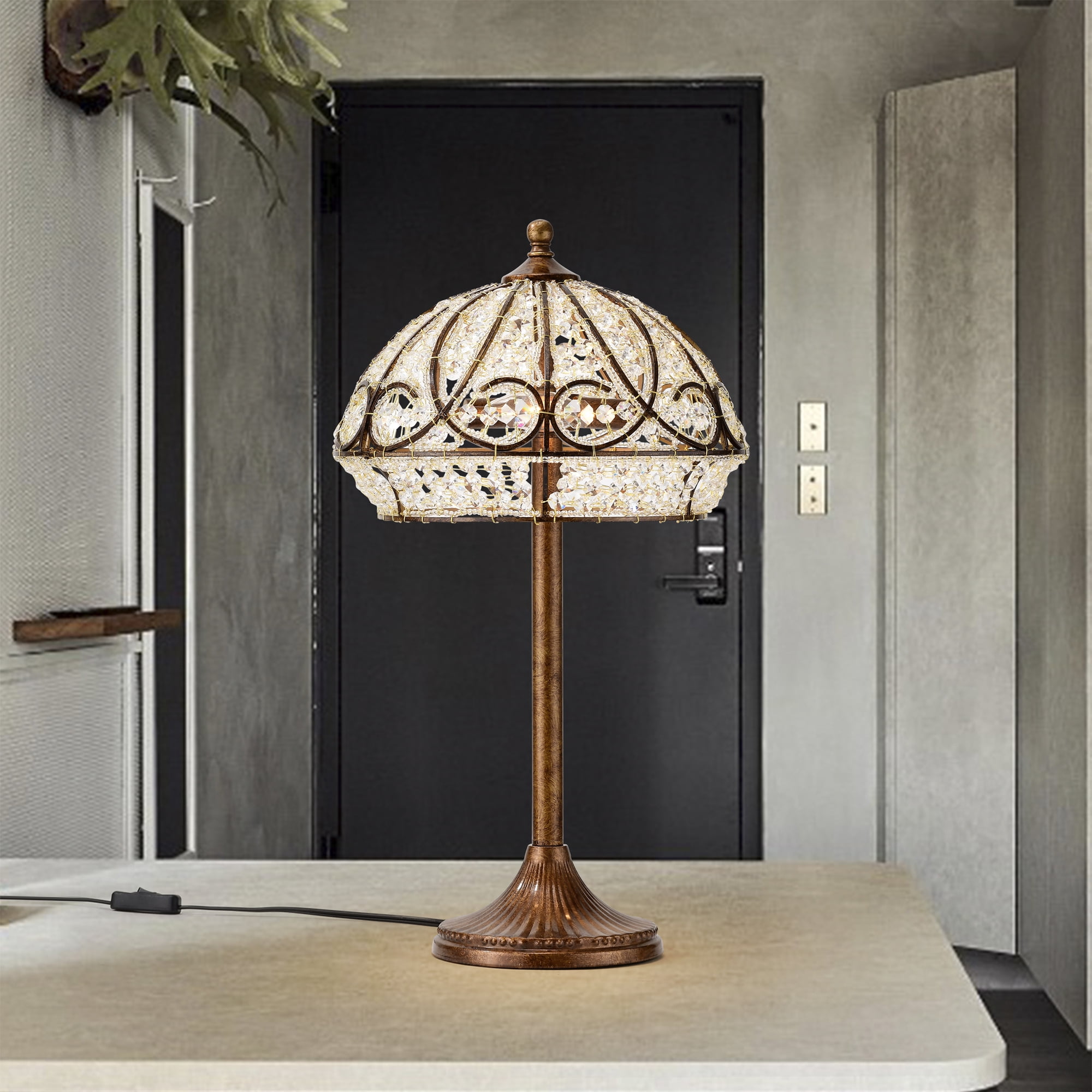 Caseyle 13 in. 2-Light Indoor Bronze Finish Table Lamp
