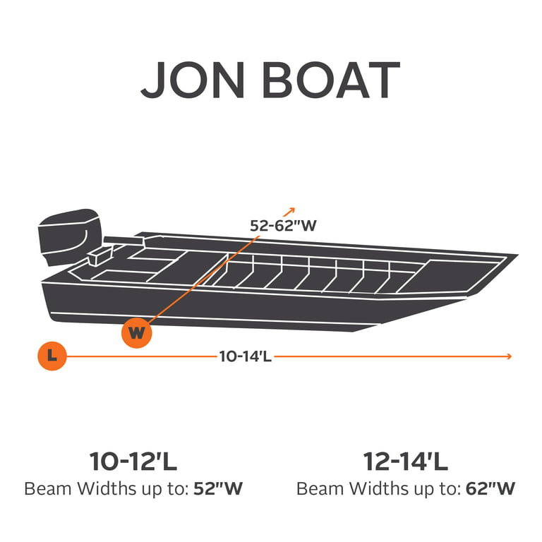 Classic Accessories Jon Boat Cover, Fits Jon Boats 14' L x 62 W
