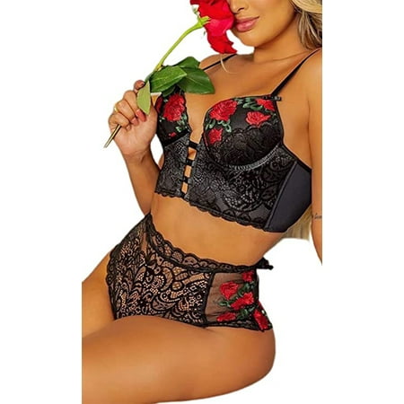 

Women Lingerie Set Lace Bra and Fringed Waistband and Panty Three-piece Suit