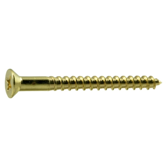 #6 x 1-1/2" Brass Phillips Flat Head Wood Screws WSFB-193 (50 pcs.)