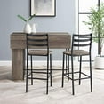 thumbnail image 3 of Walker Edison AZW48LNSB3PGW 3 Piece Drop Leaf Counter Table Dining Set with Storage, 48", Grey Wash, 3 of 5