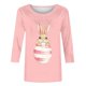 thumbnail image 5 of Tops de Cuello Redondo para las Mujeres Pascua Impresa 3/4 Mangas Blusa, Ligera Imitación Algodón Top Casual, 5 of 5