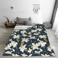 thumbnail image 4 of Honeii Lilies Flowers Print Fleece Blanket - Throw Blanket for Bed, Sofa, Couch, Camping, and Travel , Microplush Ultra Soft Warm Blanket-40"x30", 4 of 5