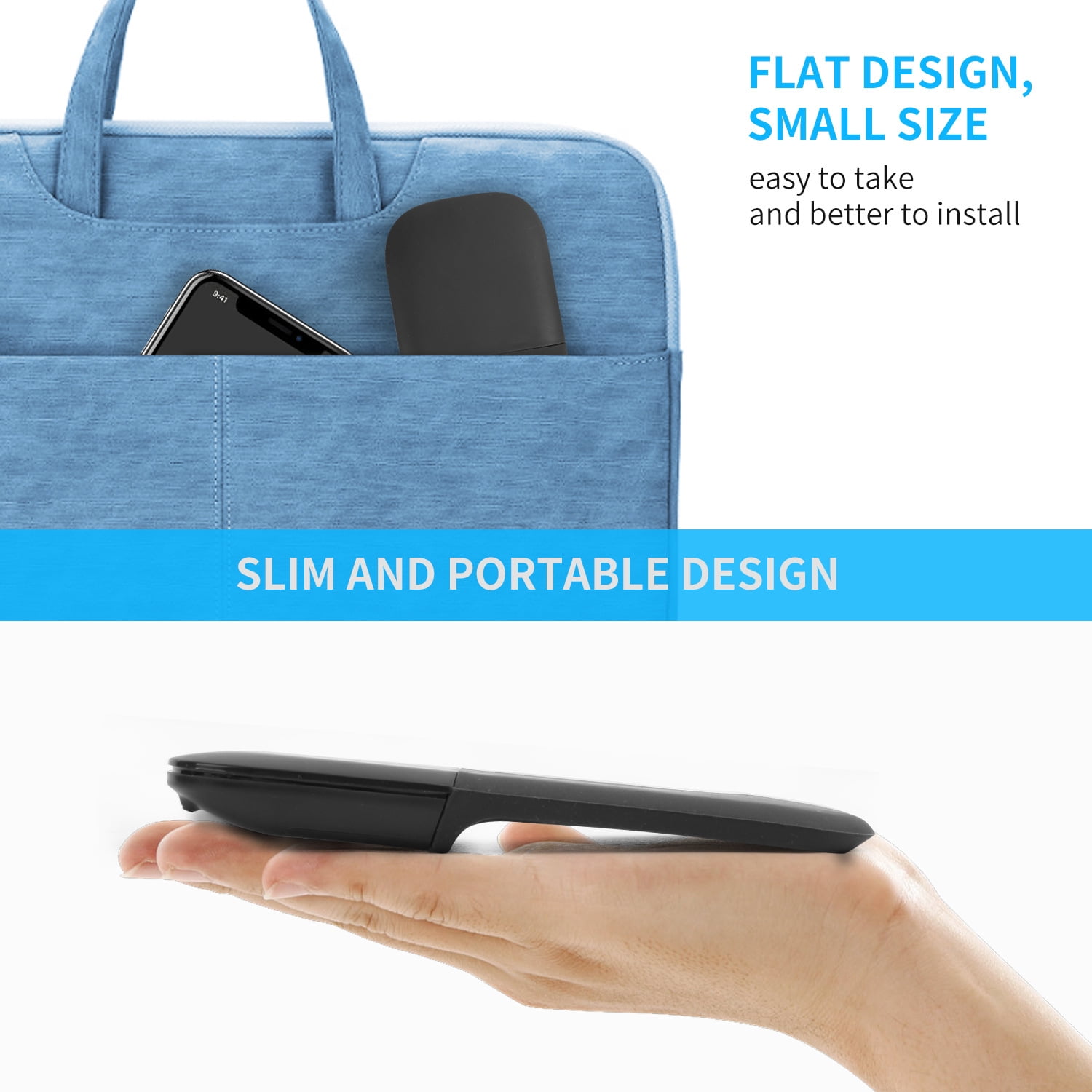 Wireless Bluetooth Mouse for Surface Laptop, Arctouchmouse Foldable Rechargeable Mouse with USB Receiver & Touch Scroll, Slim Travel Computer Accessory