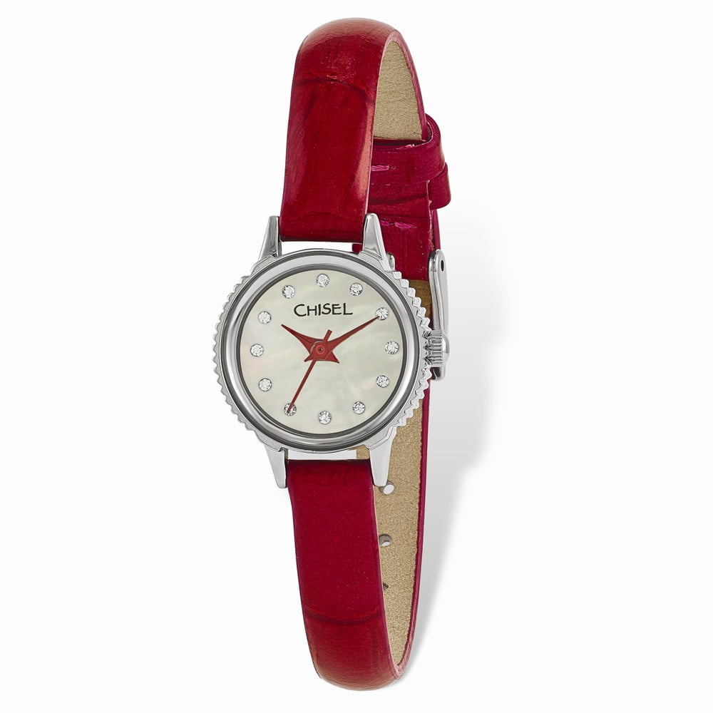 Chisel Watch Chisel Womens Stainless Steel Red Leather Strap Watch