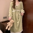 thumbnail image 3 of Gytharion Long Flannel Nightgowns for Women Long Sleeve Plush Warm Winter Nightdress Cute Lace Crew Neck Pullover Sleepshirt Soft Cozy Fuzzy Fleece Bathrobe Sleepwear Loungewear, 3 of 6