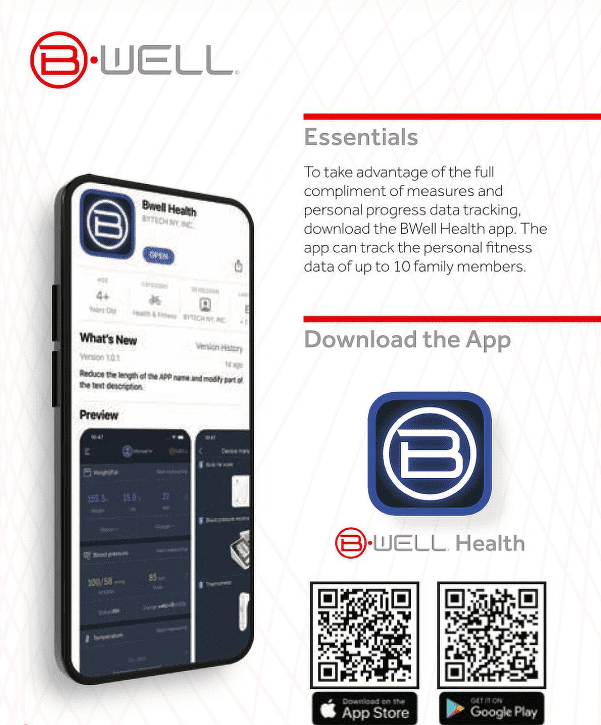 BWell Bluetooth Wall-Mounted Contactless Infrared Forehead Thermometer with Large LED Display, All Ages
