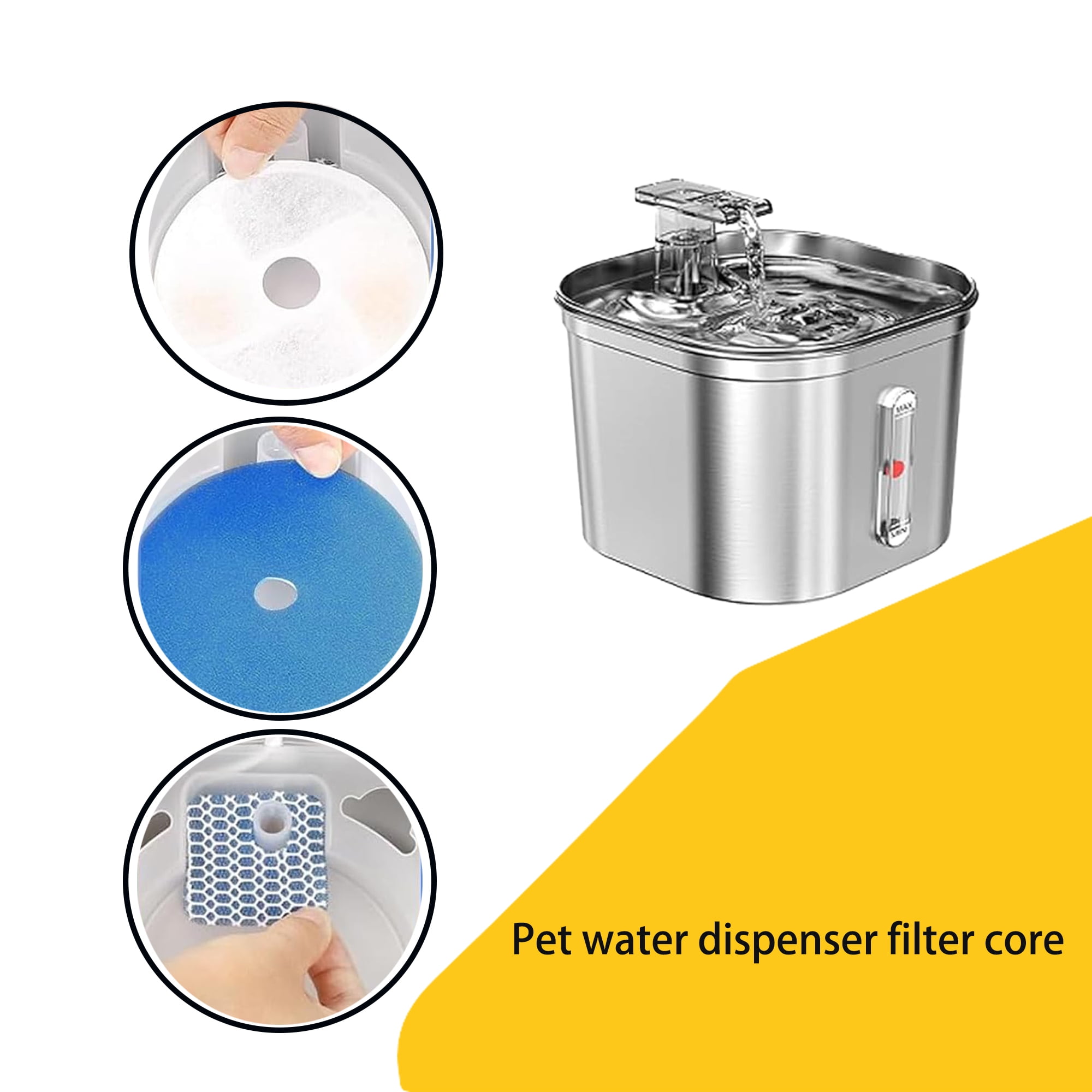 TropicAqua Cat Water Fountain Sponge Filters, Replacement Foam Filters Compatible with Square 2.2L/73oz Stainless Steel Pet Dog Drinking Fountain (Pack of 30)