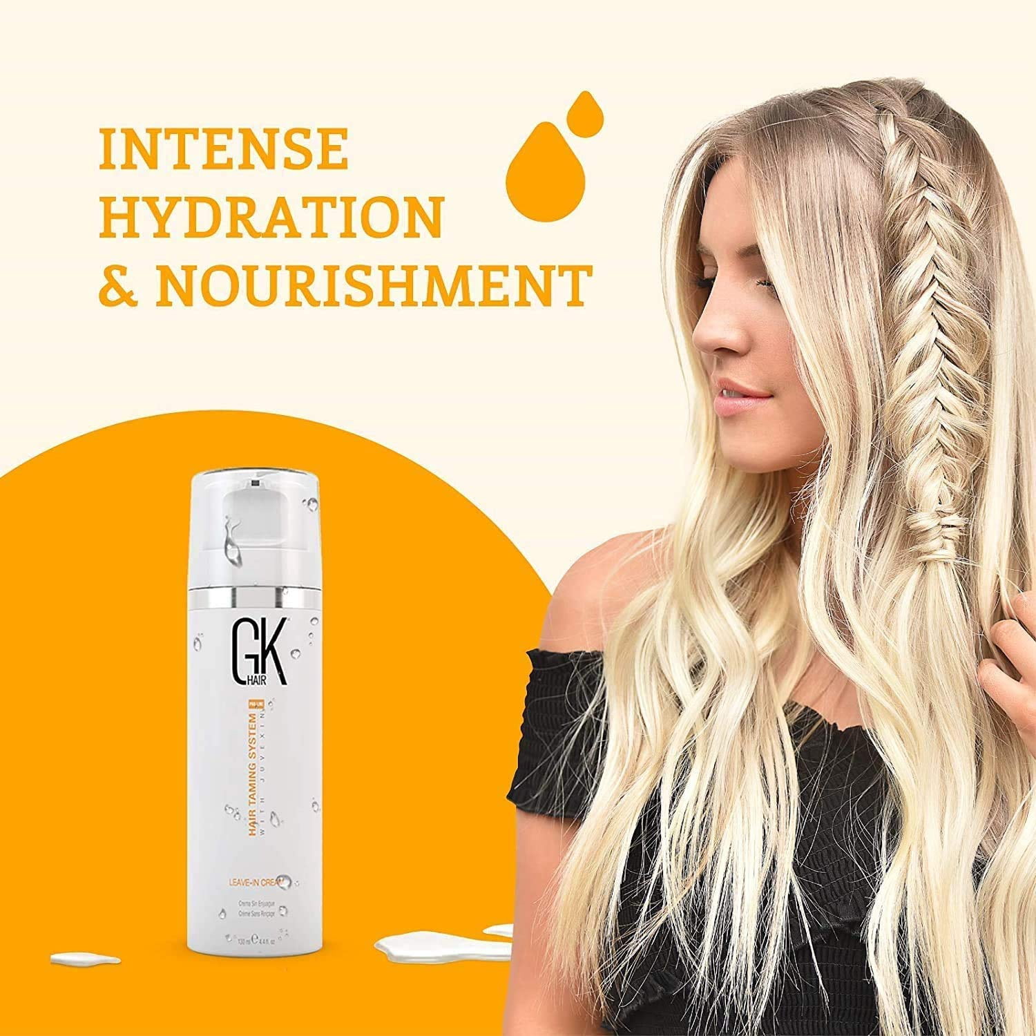 GK Hair Global Keratin Leave in Conditioner Cream For Detangling Smoothing Strengthening 130ml - Deep Conditioner Masque 200g/7.5oz Dry Damage Hair Conditioning