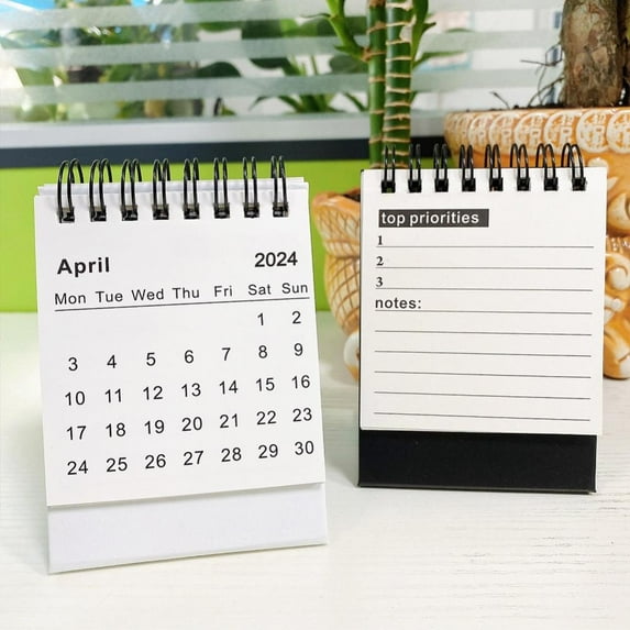 Godderr 2024 Mini Desk Calendar Calendar Notepad Desktop Decorations Desk Calendar 2PCS