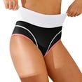 thumbnail image 2 of KHONTS Women's Color Blocking High Waist Triangle Underwear Plus Size Workout Thong Breathable Soft Pants Black XL, 2 of 4