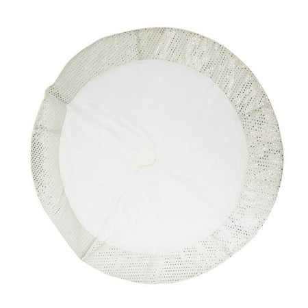 Custom Christmas Tree Skirt White Christmas Tree Skirt with Faux Sequin Trim by Holiday Essentials ()