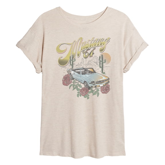 Ford - Mustang 64 - Juniors Oversized Graphic T-Shirt