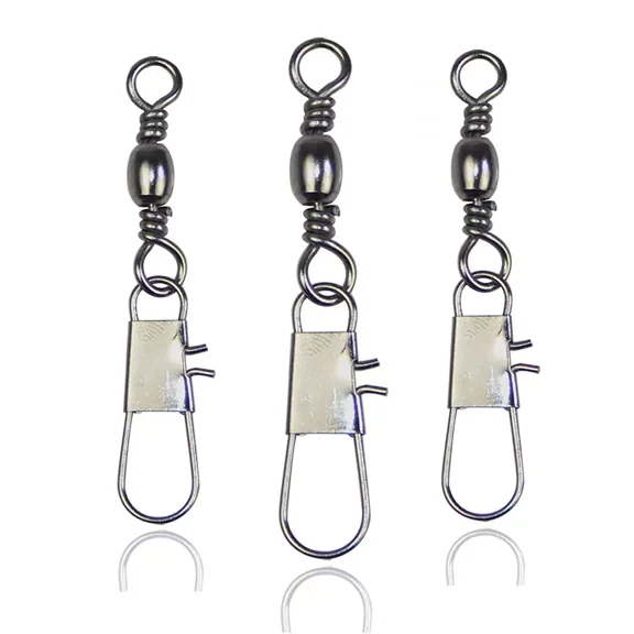 100pcs Fishing Lure Line Tackle Barrel Swivel with Interlock Snap Fishing Swivel