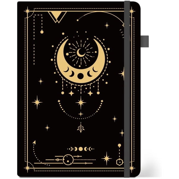 Lined Journal Notebook Moon Phases College Ruled Notebooks with Pen Holder for Women Men 8.26"*5.7" A5 Hardcover Leather Journals