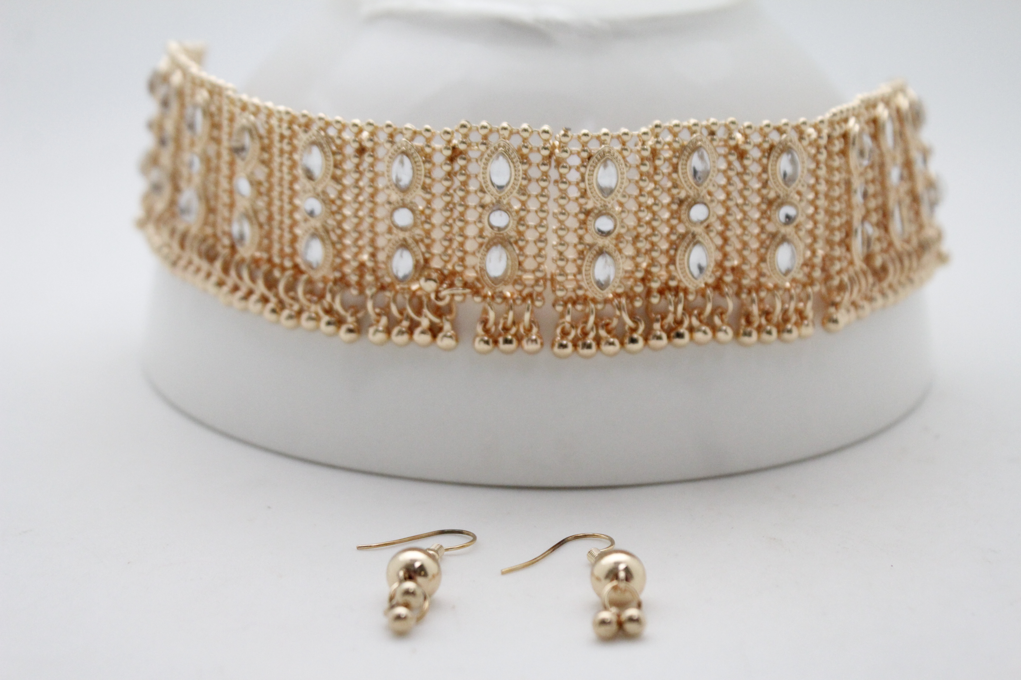 Set Choker Short Necklace Silver Bling 
